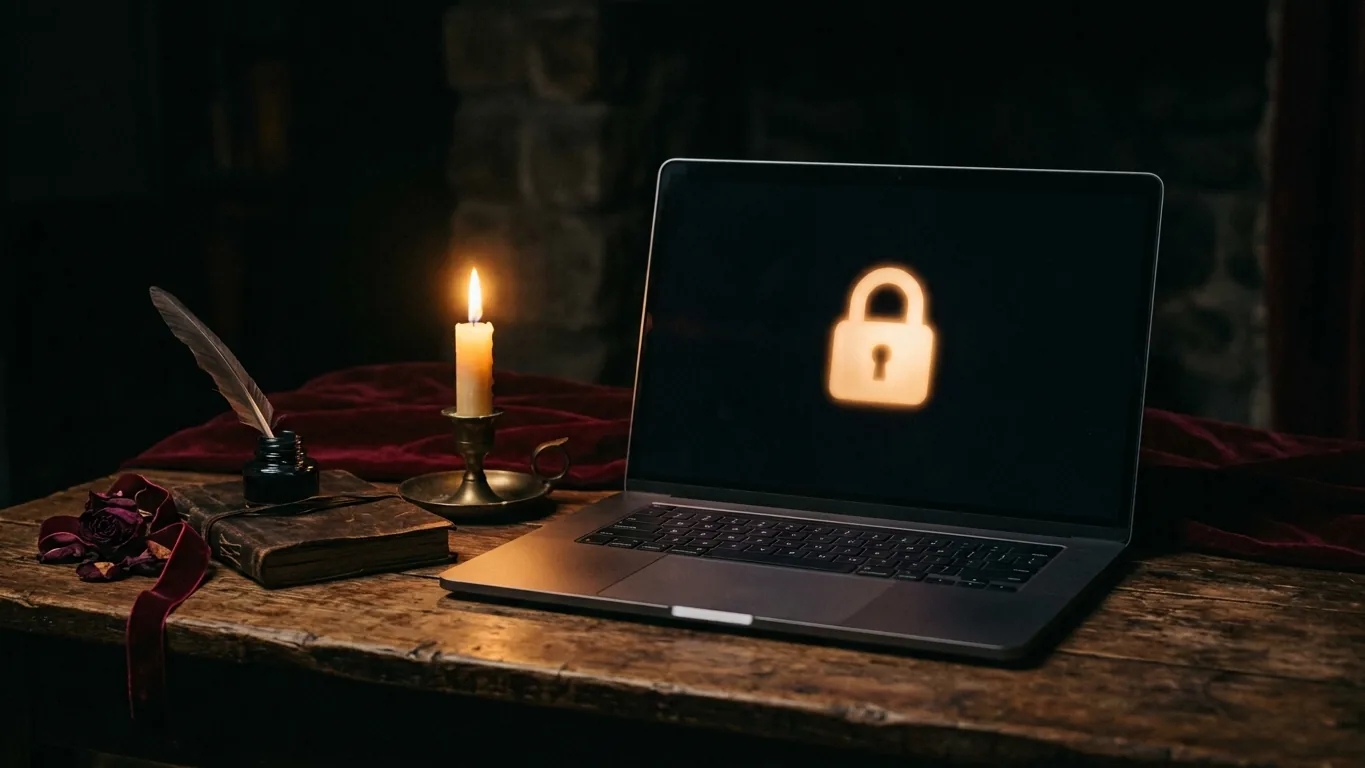 Laptop with a glowing padlock