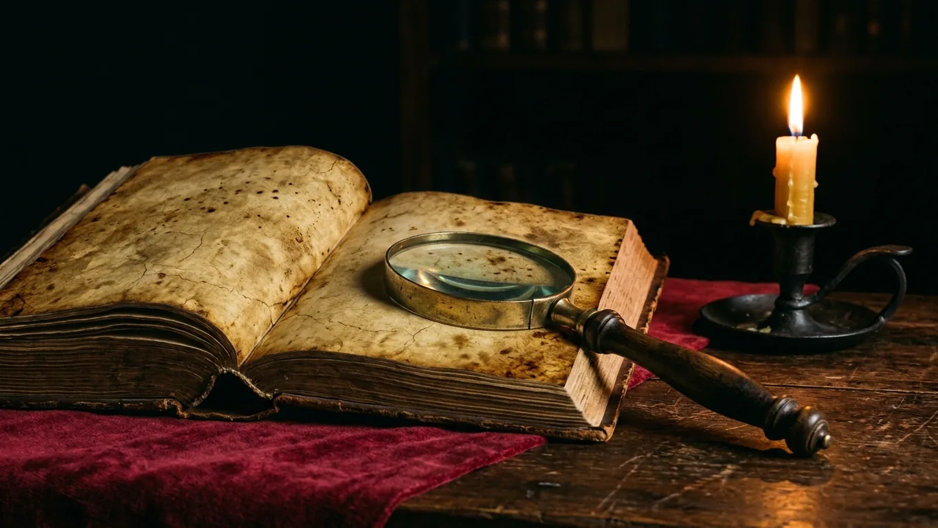 Magnifying glass on an open book