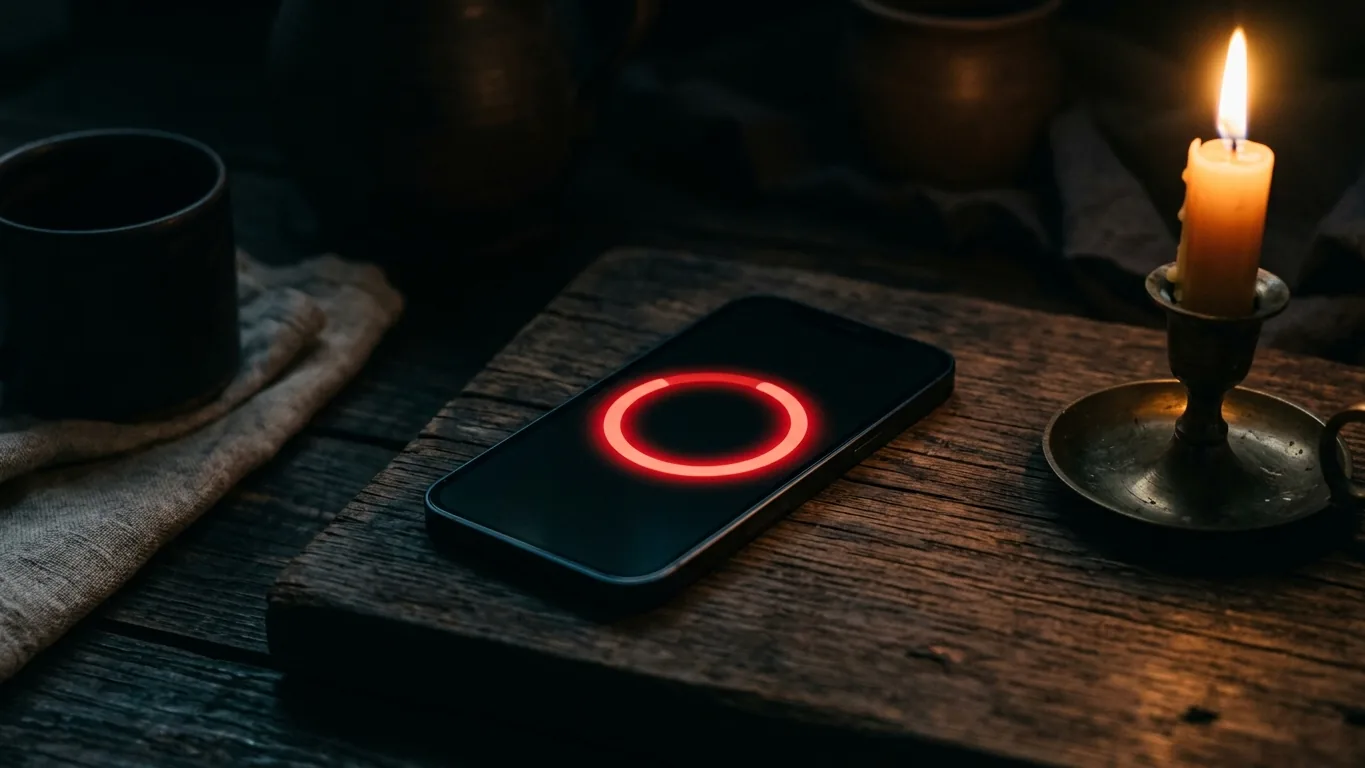 Phone glowing red with a countdown shape