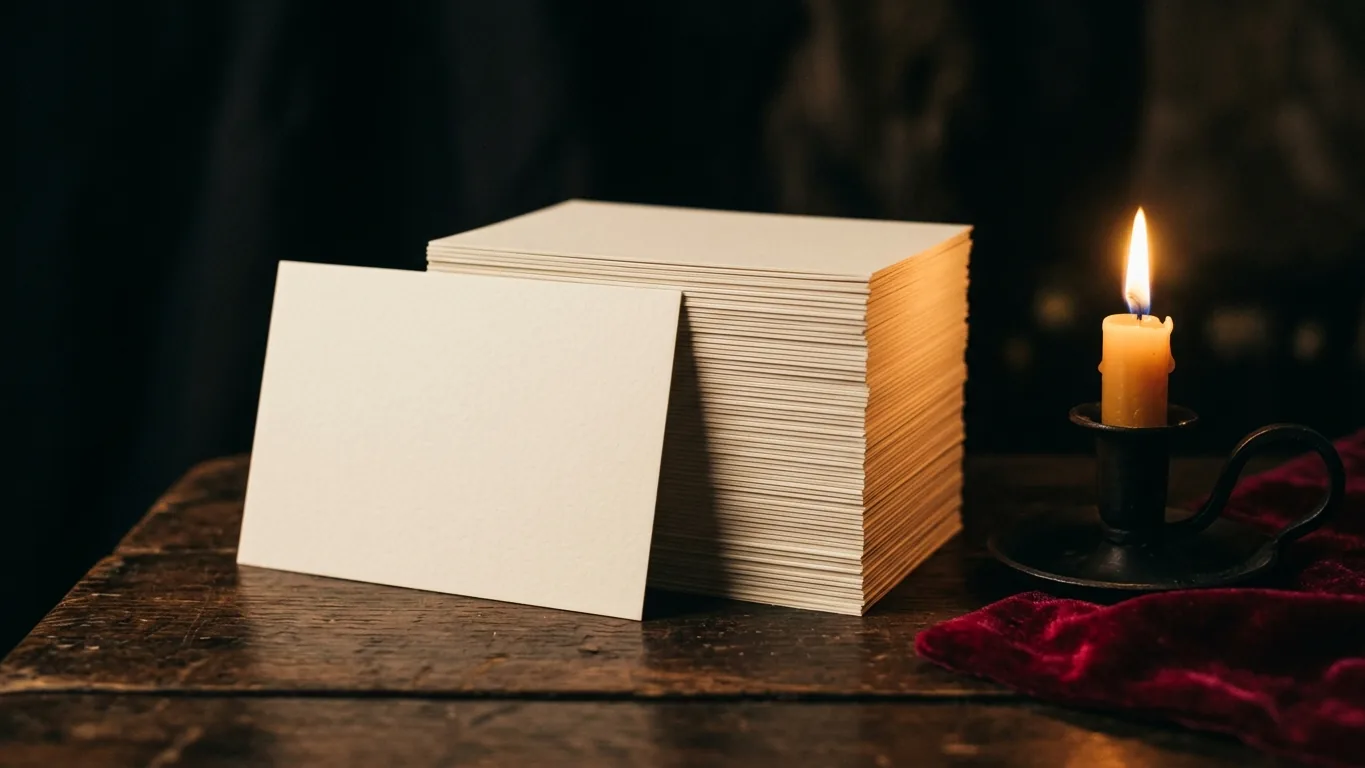 Stack of identical cards, one pulled out