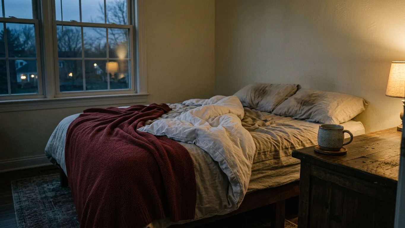 Morning bed with a cup of tea