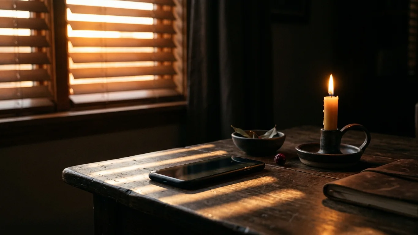 Sunrise light across a phone