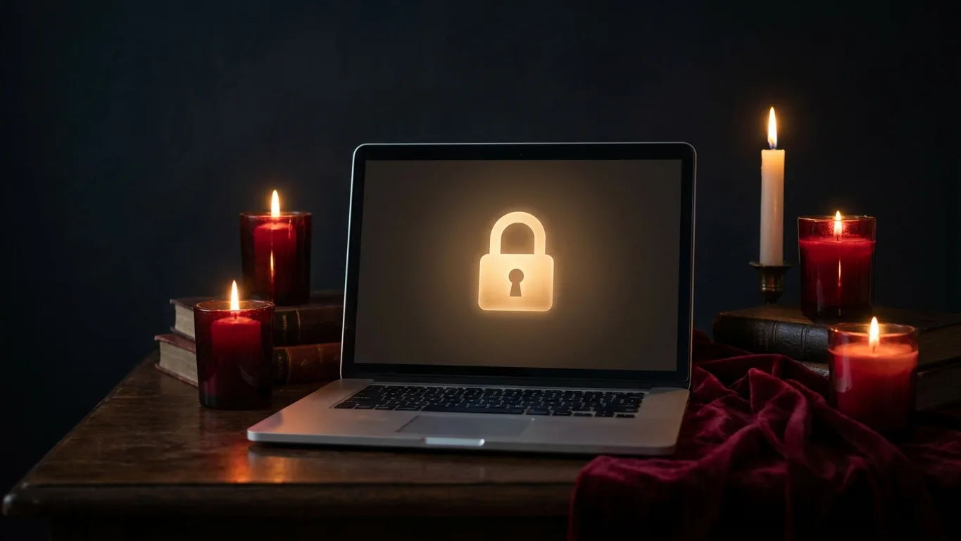Laptop showing a glowing padlock
