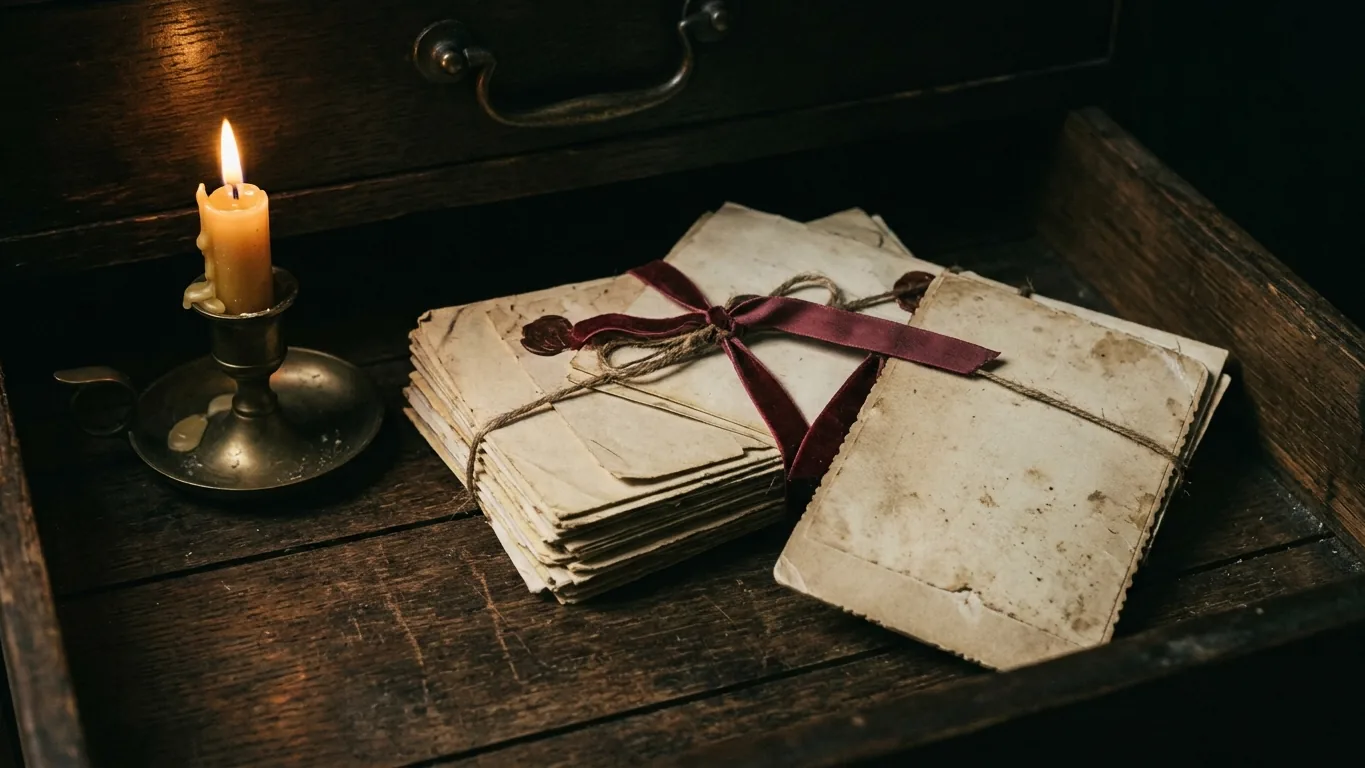 Old photo and letters in a drawer