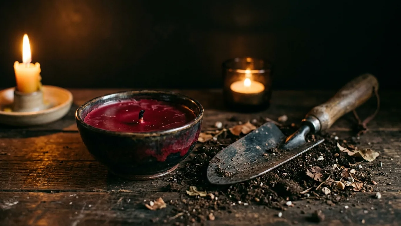 Cooled candle wax ready to return to the earth