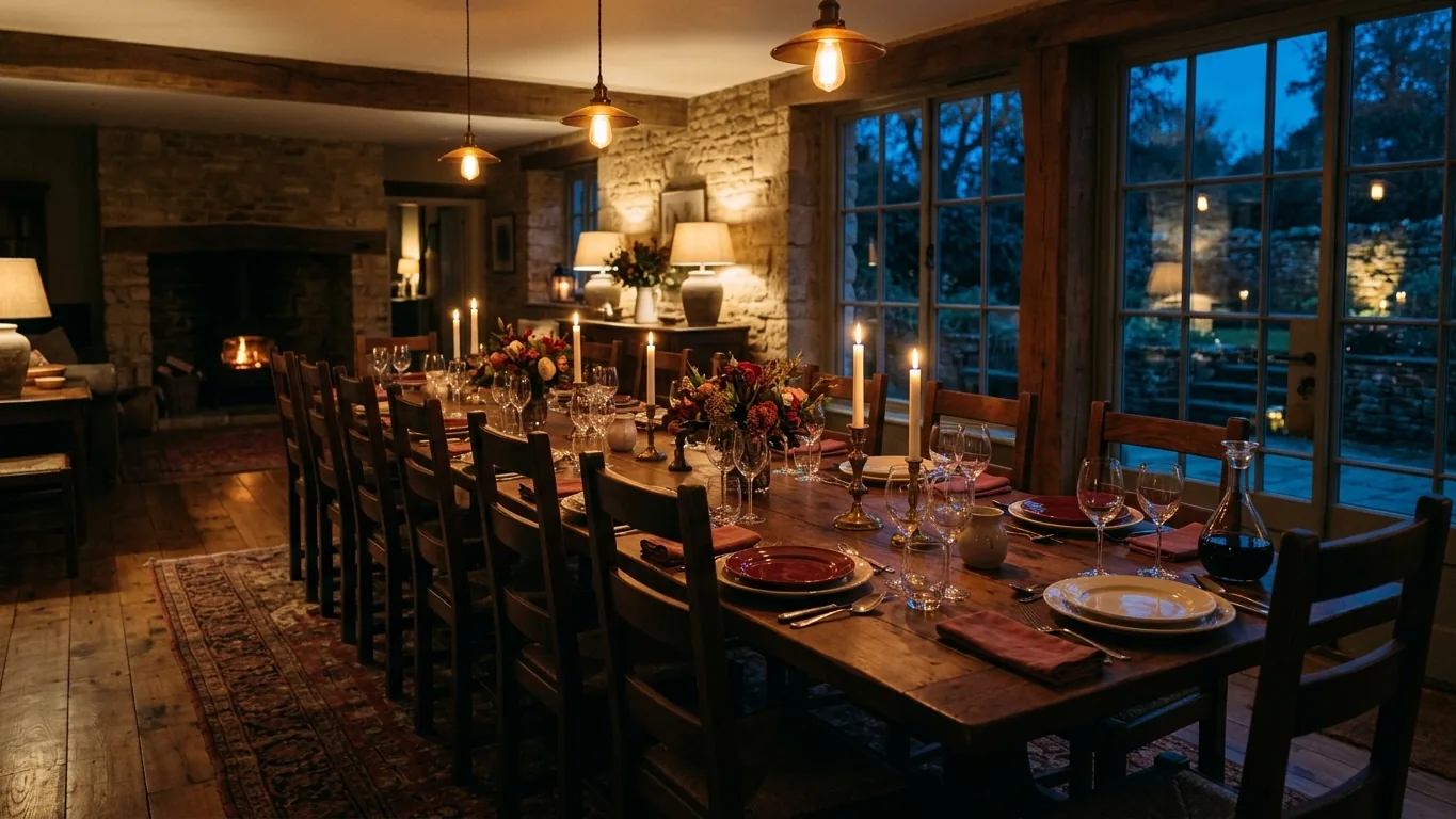 Long family dinner table