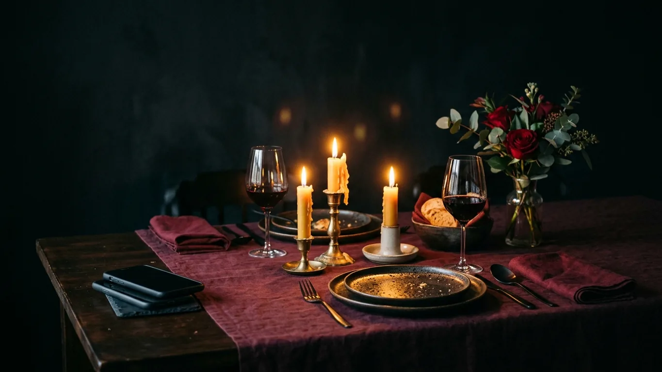 Dinner for two with phones set aside