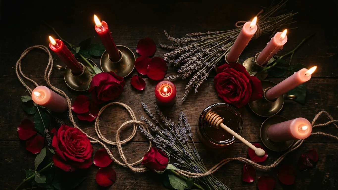 Candles, honey, roses and lavender