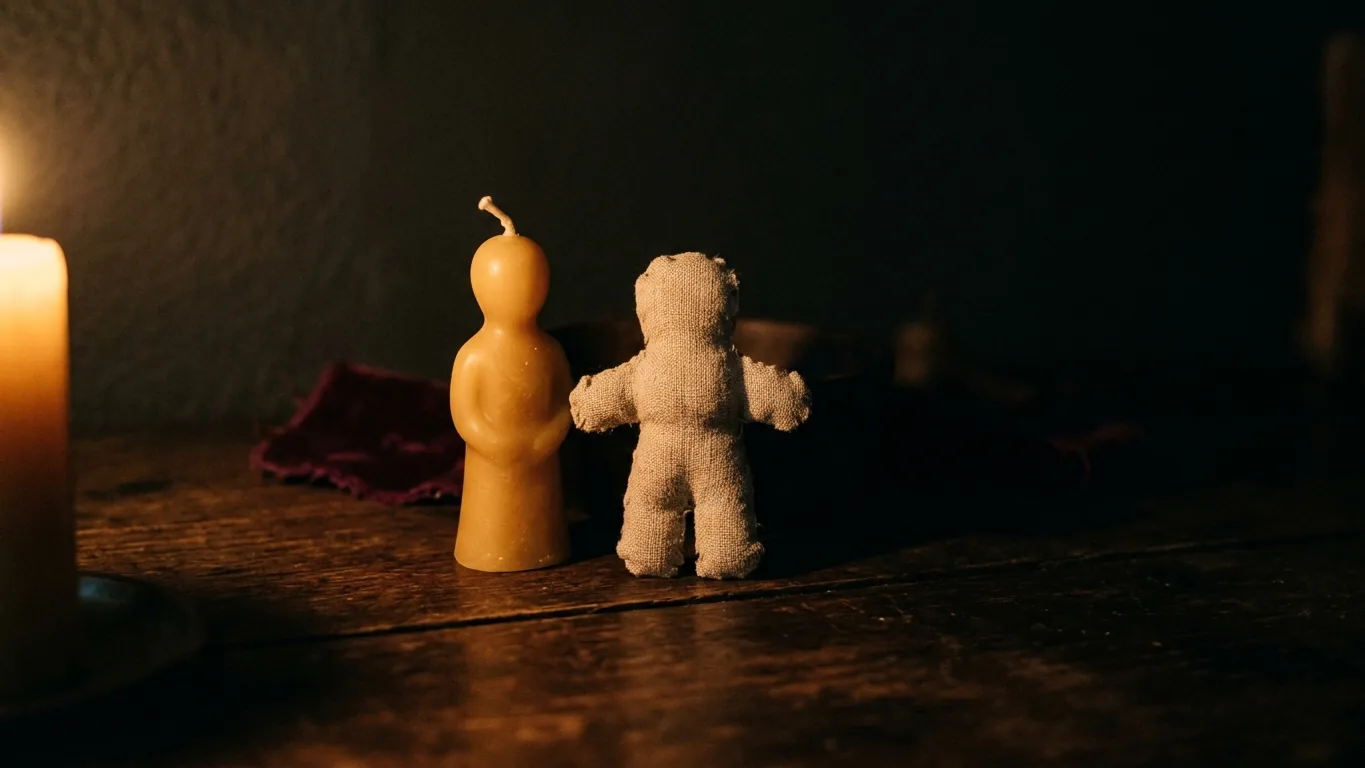 Figure candle and a linen cloth figure